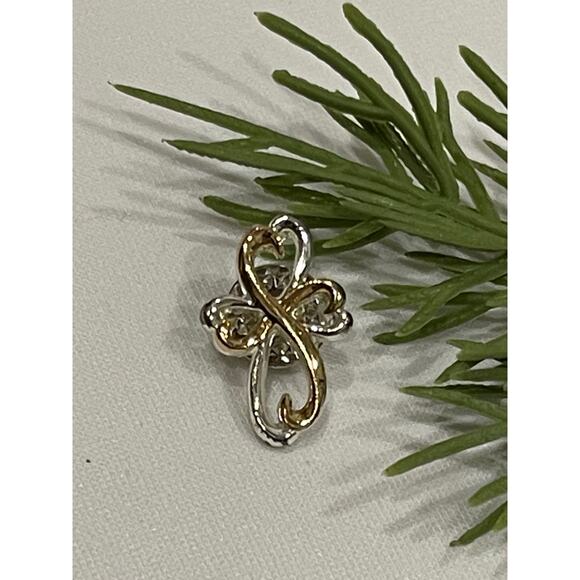 Amazing Cross Lapel Pin Dual Gold Tone Silver Tone - Picture 1 of 3
